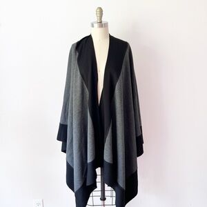 GISPA Italian Wool‎ Oversized Gray & Black Cardigan Textured Knit One Size